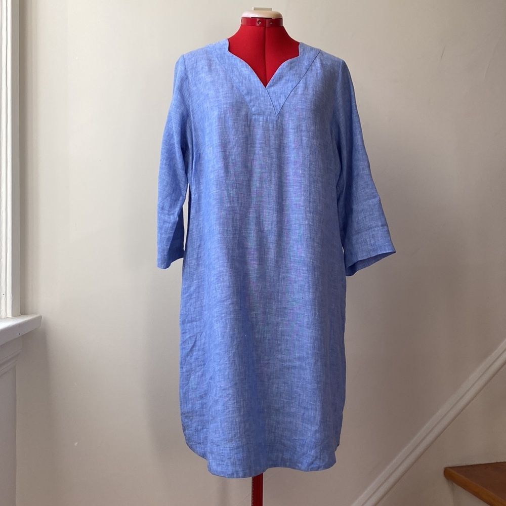 Light Blue Linen Shift Dress